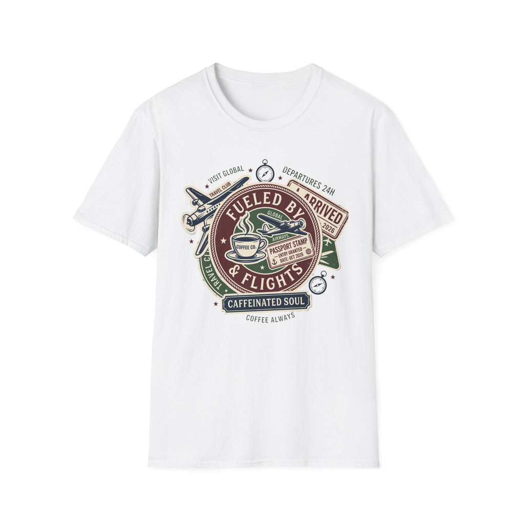 Fueled by Coffee & Flights T-Shirt | Coffee Travel Tee