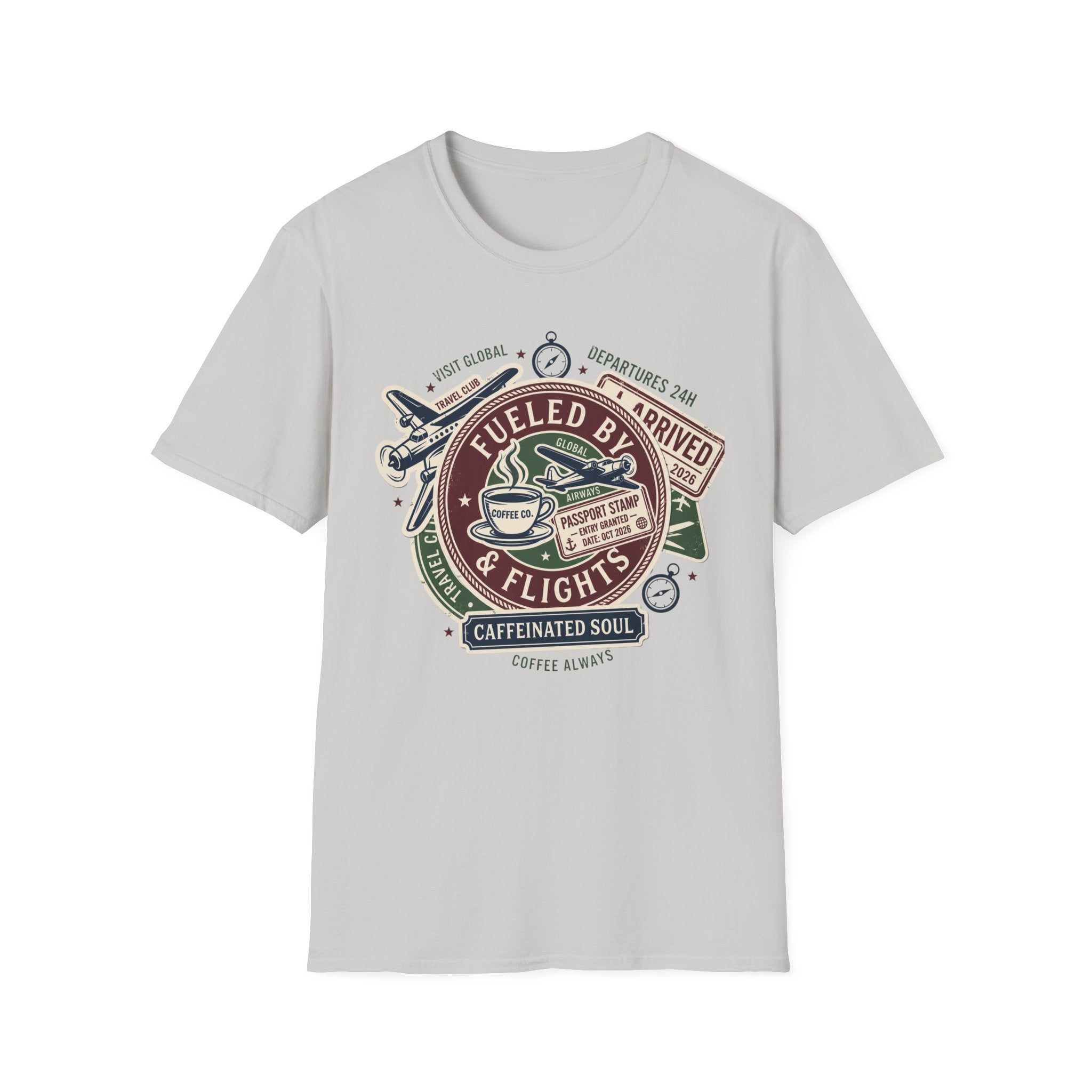 Fueled by Coffee & Flights T-Shirt | Coffee Travel Tee