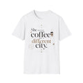 She Needed Coffee and a Different City T-Shirt — Travel Club Tee