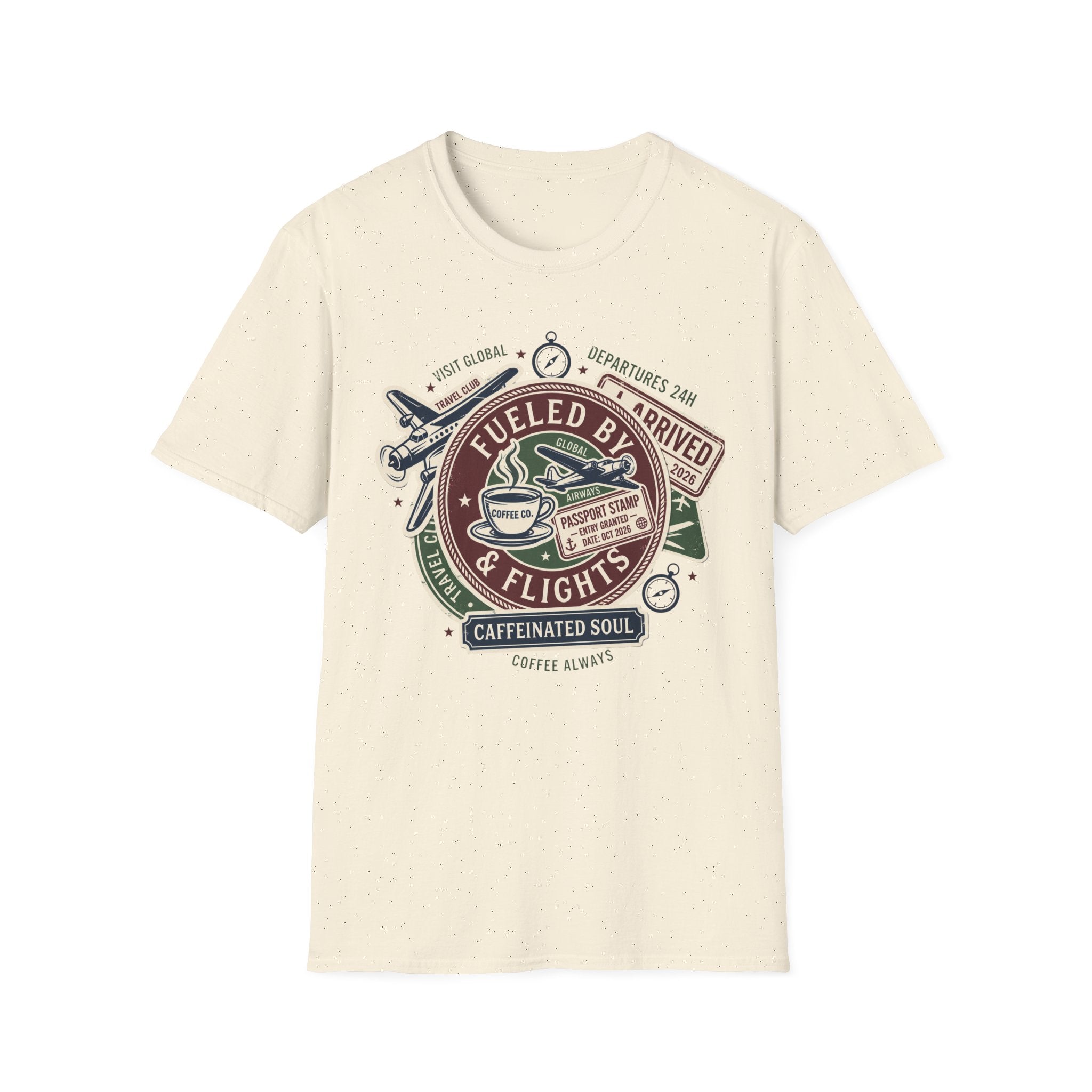 Fueled by Coffee & Flights T-Shirt | Coffee Travel Tee
